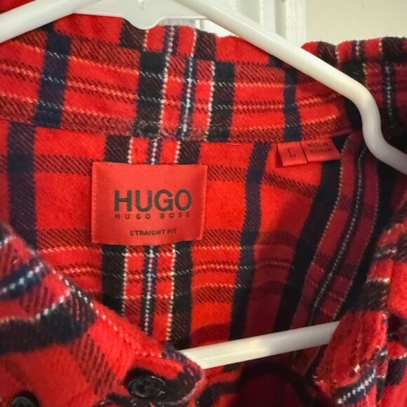 Hugo Boss Red Checkered Flannel Button-down - Picture 3 of 3